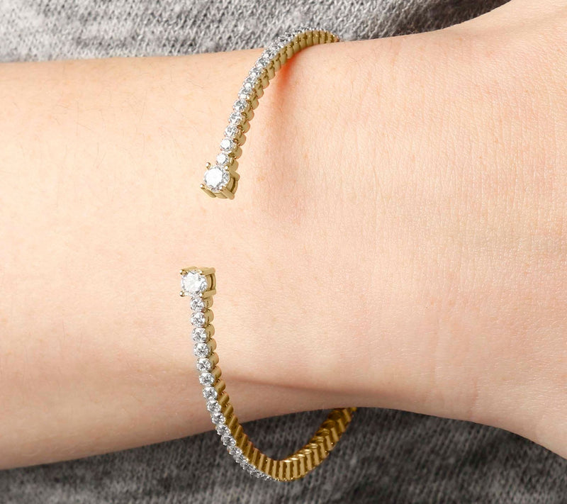 Diamonique Flexible Cuff, Sterling Silver — View 9