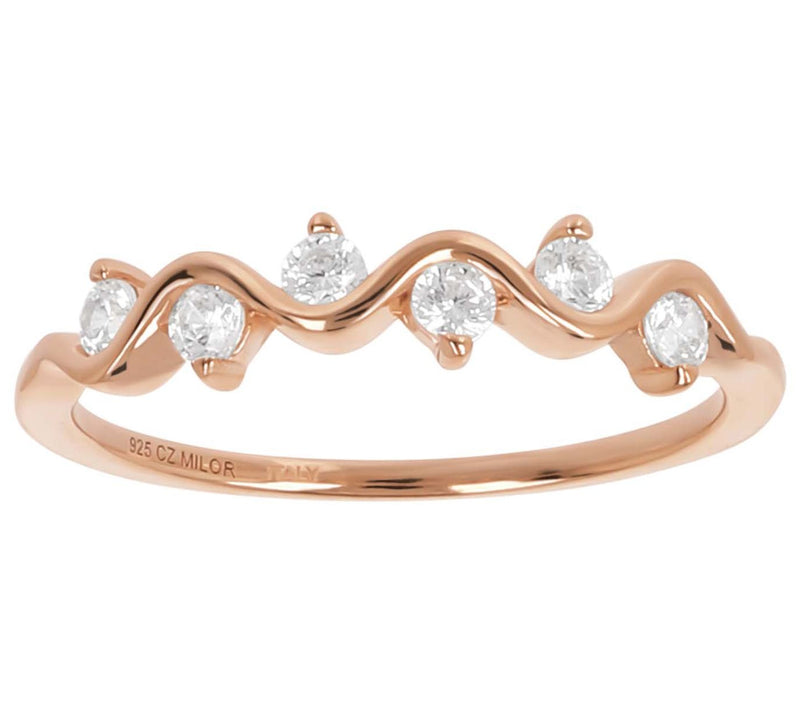 Diamonique Wave Design Band Ring, SterlingSilver — View 3