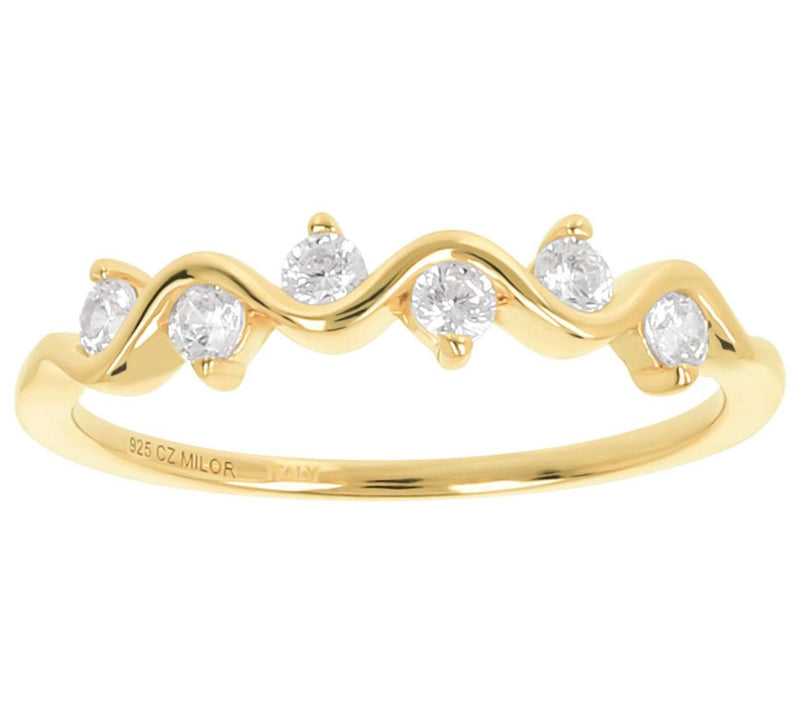 Diamonique Wave Design Band Ring, SterlingSilver — View 7