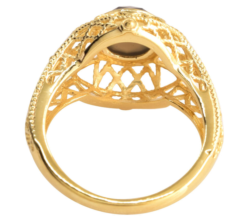 Artisan Crafted 14K Gold Plated Gray Chalcedony Ring — View 5
