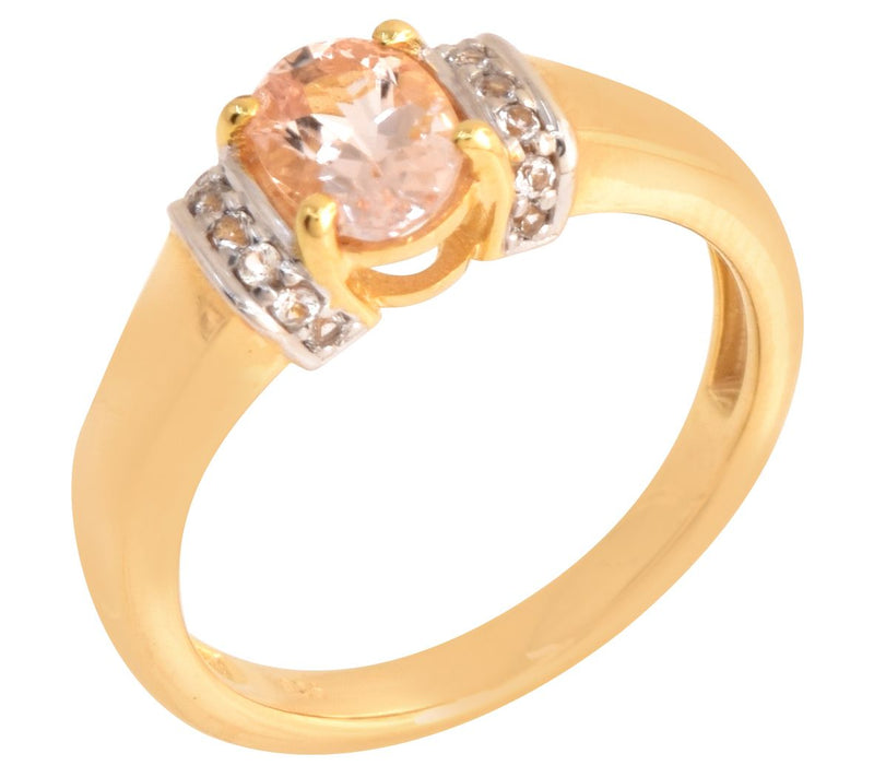 Affinity Gems Morganite & White Topaz Ring, 14K Gold Plated — View 3