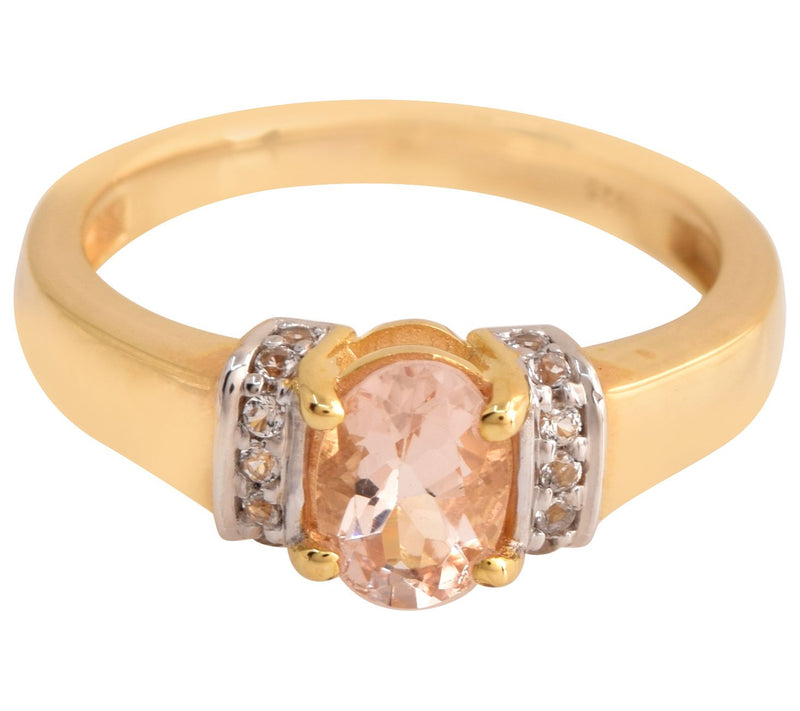 Affinity Gems Morganite & White Topaz Ring, 14K Gold Plated — View 4