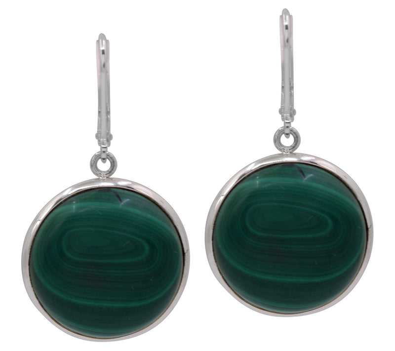 Affinity Gems Malachite Cabochon Dangle Earrings, Sterling — Main view