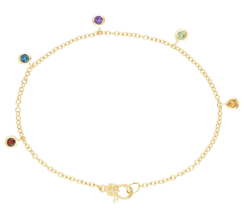 Ariva 14K Gold Rainbow Gemstone Charm Bracelet — View 2