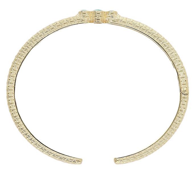 Ariva 18K Gold Clad Basketweave Gemstone Cuff — View 7