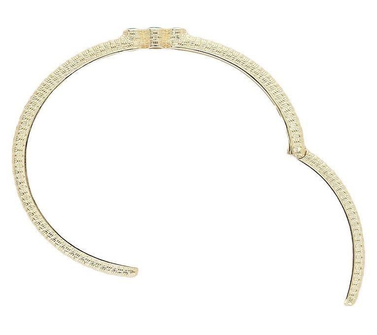 Ariva 18K Gold Clad Basketweave Gemstone Cuff — View 8