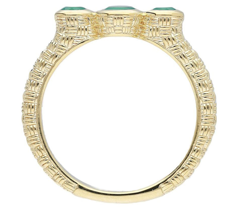 Ariva 18K Gold Clad Basketweave Gemstone Ring — View 6