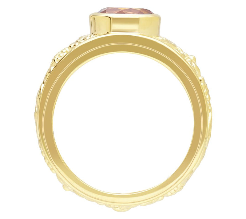 Goddaughters 14K Gold Clad Goddess Scroll Citrine Ring — View 2