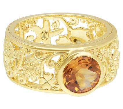 Goddaughters 14K Gold Clad Goddess Scroll Citrine Ring