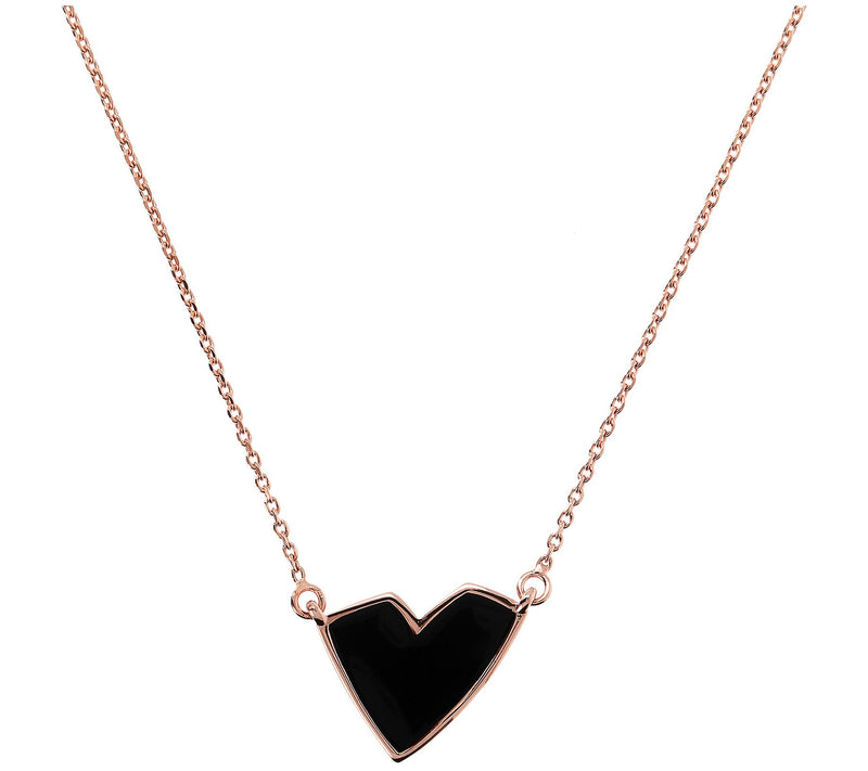 Netali Nissim Enamel Heart Necklace, 18K R ose Plated — Main view