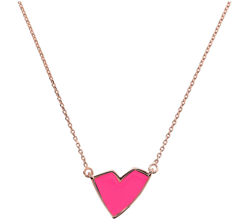 Netali Nissim Enamel Heart Necklace, 18K R ose Plated — View 7