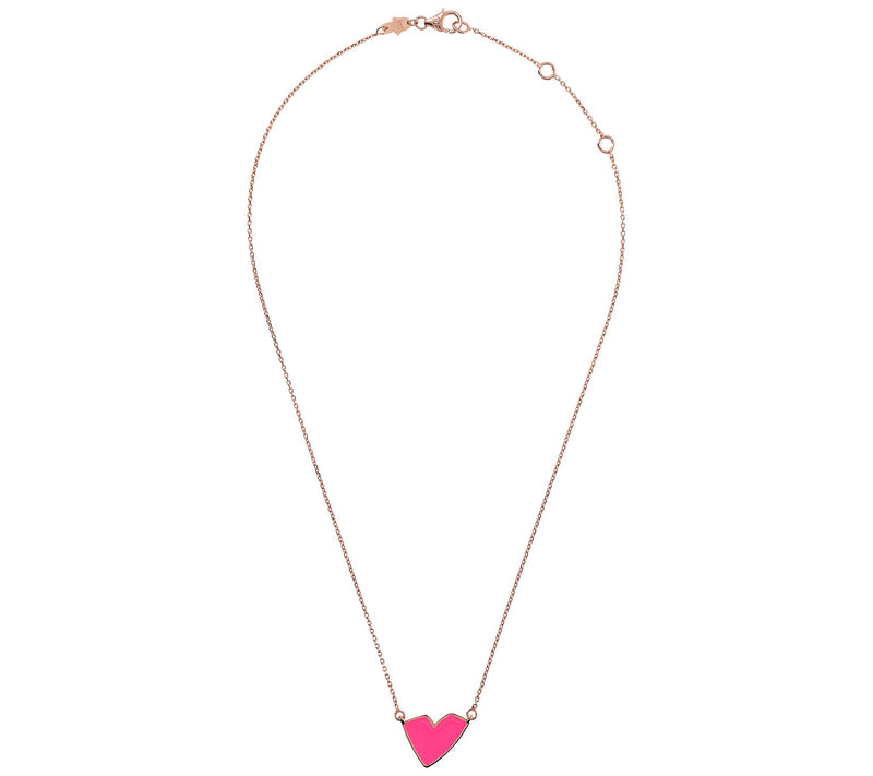 Netali Nissim Enamel Heart Necklace, 18K R ose Plated — View 16
