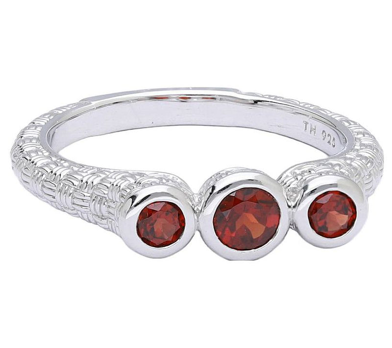 Ariva Sterling Silver Basketweave Garnet Ring — Main view