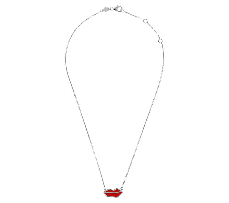 Netali Nissim Enamel Lips Necklace, S terling Silver — View 12