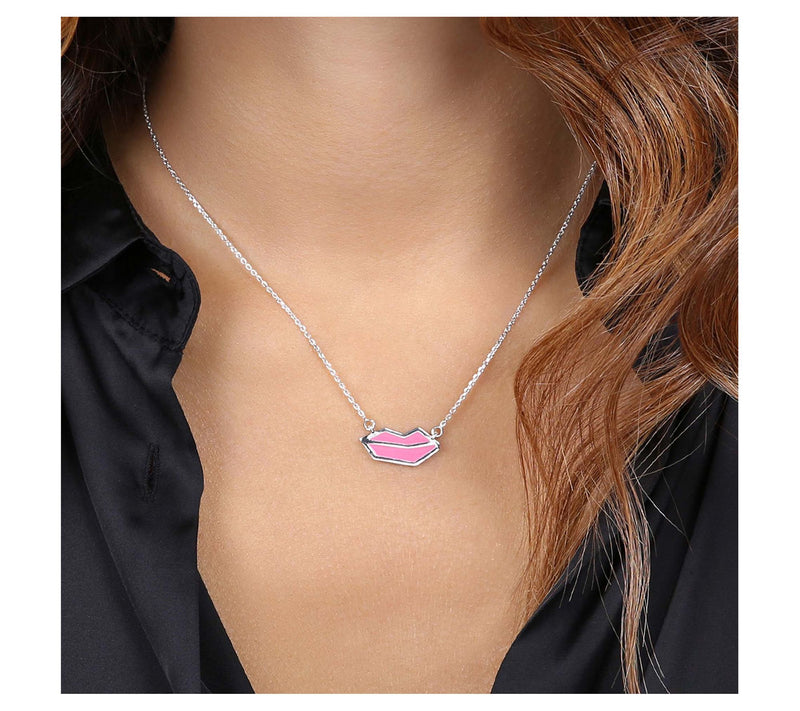 Netali Nissim Enamel Lips Necklace, S terling Silver — View 13