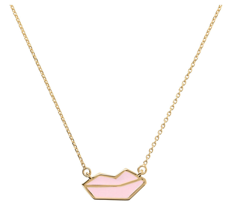 Netali Nissim Enamel Lips Necklace, 18K Gold Plated — View 5