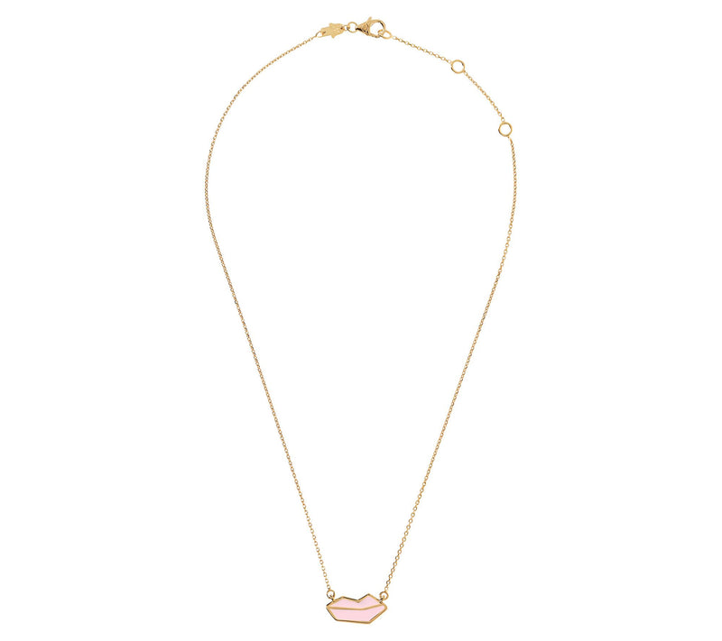Netali Nissim Enamel Lips Necklace, 18K Gold Plated — View 12