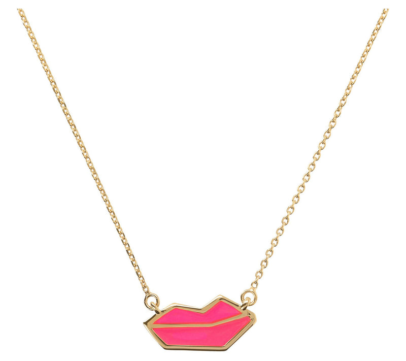 Netali Nissim Enamel Lips Necklace, 18K Gold Plated — View 3