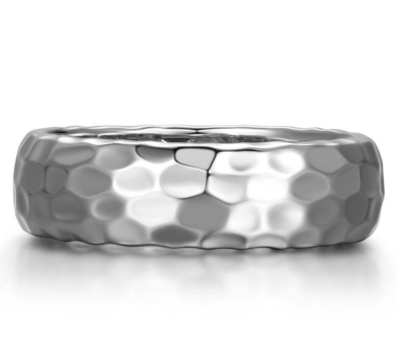 Silver Style Hammered Band Ring, Sterling — View 4