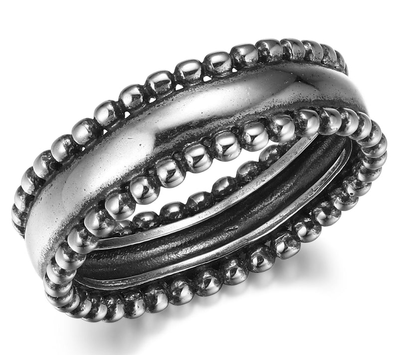 Silver Style Oxidized Beaded Band Ring, Sterling — Main view