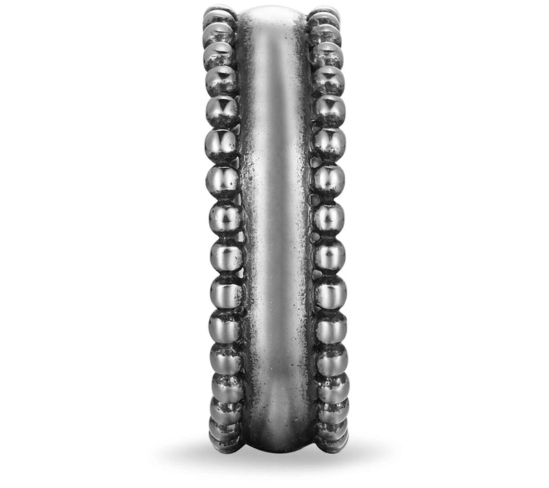 Silver Style Oxidized Beaded Band Ring, Sterling — View 5
