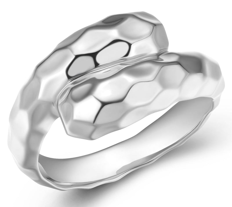 Silver Style Hammered Bypass Ring, Sterling — Main view