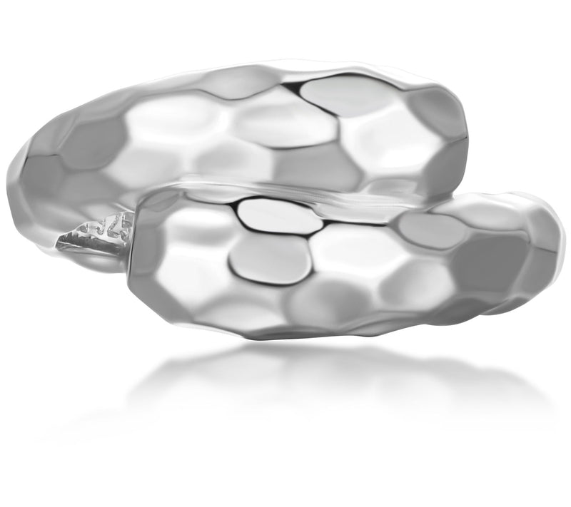 Silver Style Hammered Bypass Ring, Sterling — View 4