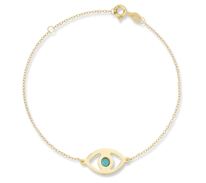 Italian Gold Turquoise Evil Eye Bracelet, 14K — Main view