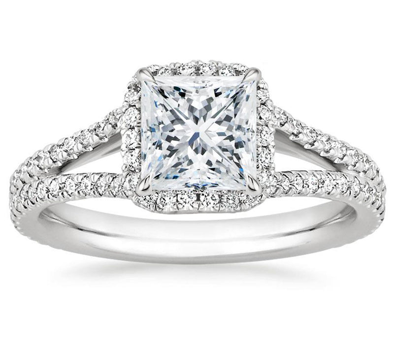 Diamonique Split Shank Engagement Ring, Sterling Silver — Main view
