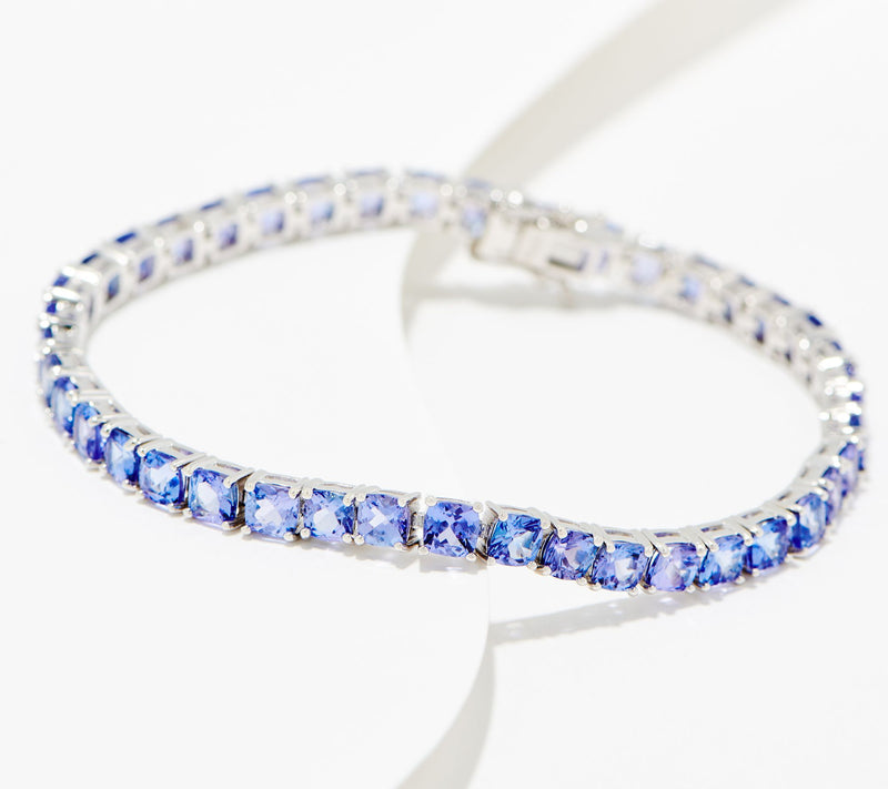Affinity Gems Cushion Cut Gemstone Tennis Bracelet, Sterling Silver — View 12