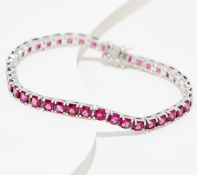 Affinity Gems Cushion Cut Gemstone Tennis Bracelet, Sterling Silver — View 15