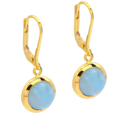 Affinity Gems Larimar Dangle Earrings, 14K Gold Plated