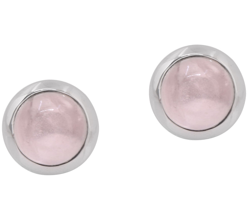 Affinity Gems Rose Quartz Cabochon Earrings, Sterling Silver — View 3
