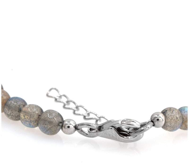 Plain Round Labradorite Beads Bracelet, 925 Sterling — View 4