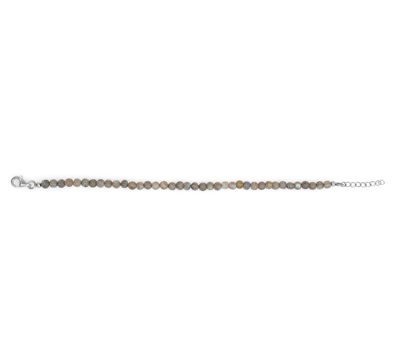 Plain Round Labradorite Beads Bracelet, 925 Sterling — View 5