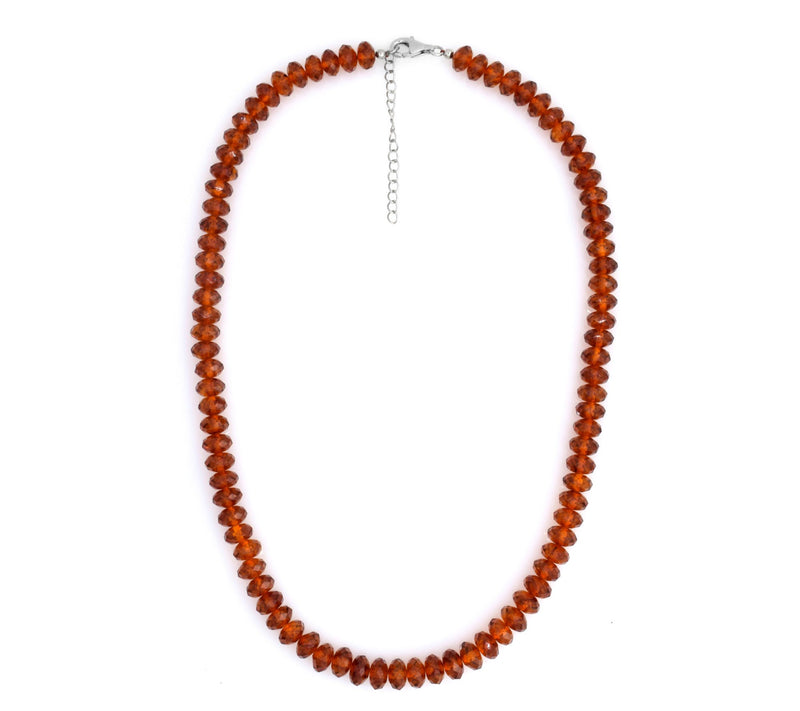 Sterling Silver Faceted Amber Beaded Necklace — Main view