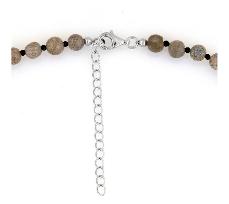 Sterling Silver Labradorite & Black Spinel Bead Necklace — View 4