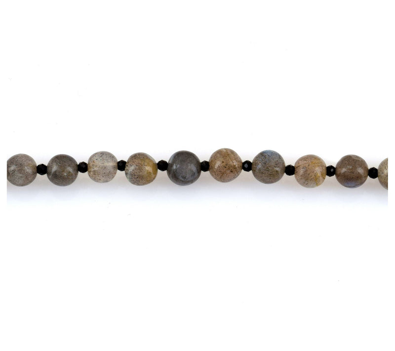 Sterling Silver Labradorite & Black Spinel Bead Necklace — View 5