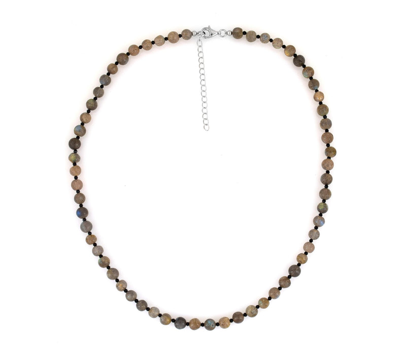 Sterling Silver Labradorite & Black Spinel Bead Necklace — Main view