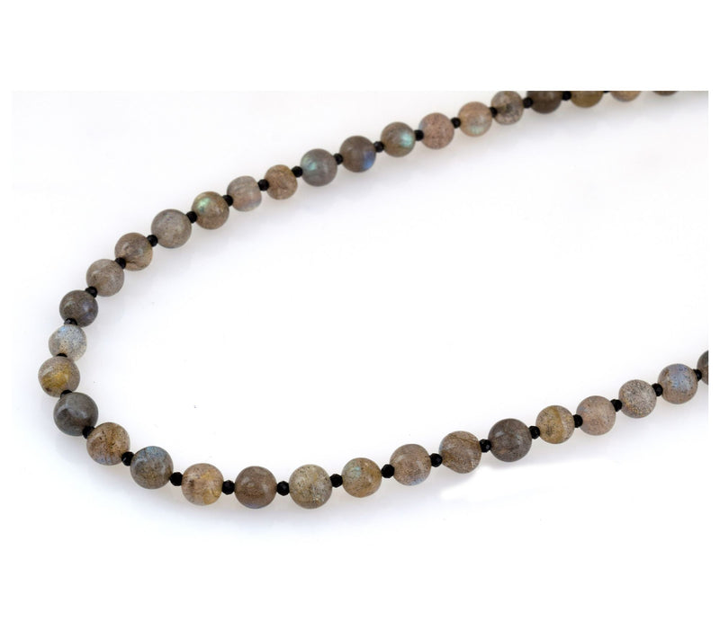 Sterling Silver Labradorite & Black Spinel Bead Necklace — View 6