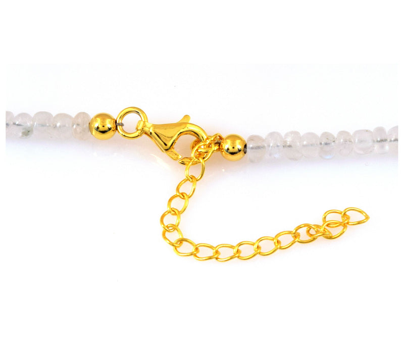 Sterling Silver Rainbow Moonstone Bead Necklace — View 5