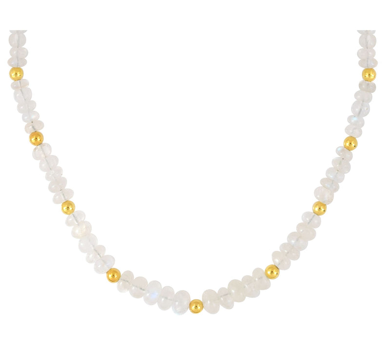 Sterling Silver Rainbow Moonstone Bead Necklace — View 4