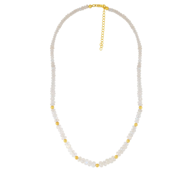 Sterling Silver Rainbow Moonstone Bead Necklace — View 3