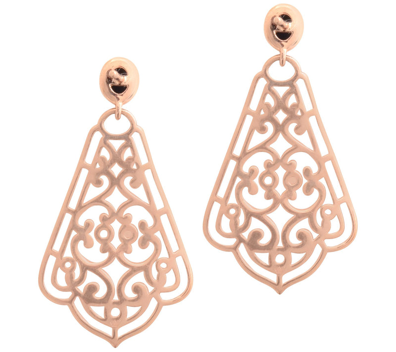 Artisan Crafted 14K Rose Gold Plated Black Chalcedony Earrings — View 5