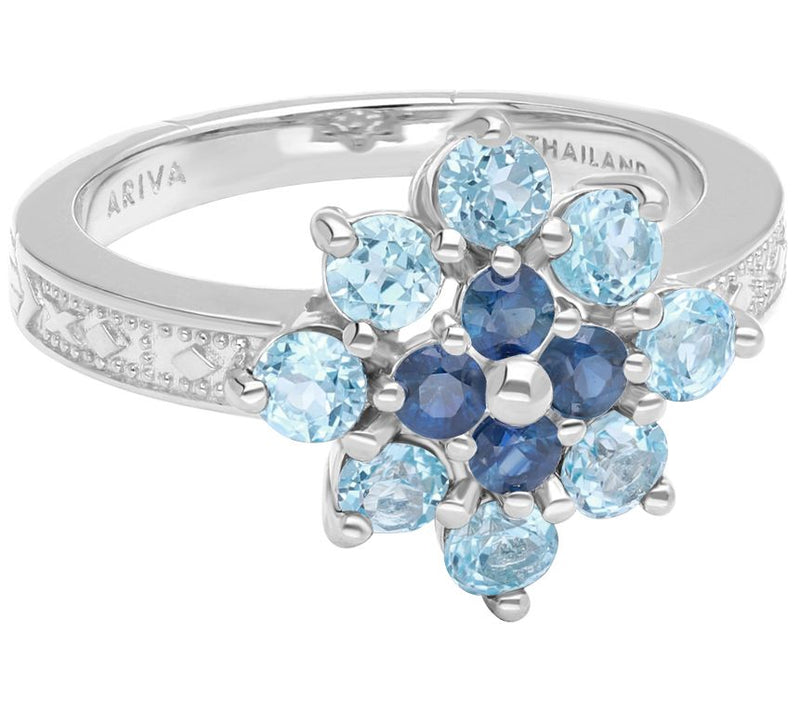 Ariva Sterling Silver Sapphire & Blue Topaz Dahlia Ring — Main view
