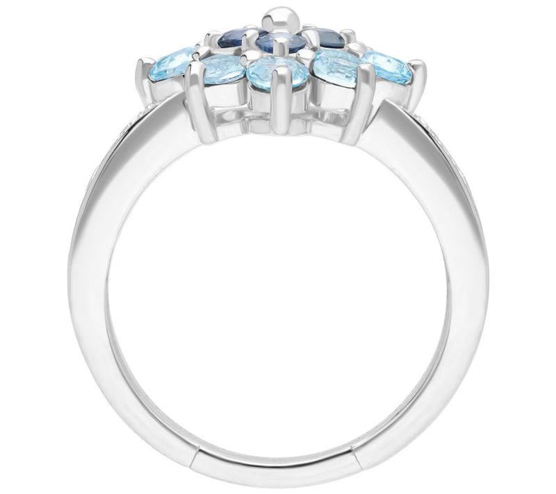 Ariva Sterling Silver Sapphire & Blue Topaz Dahlia Ring — View 3