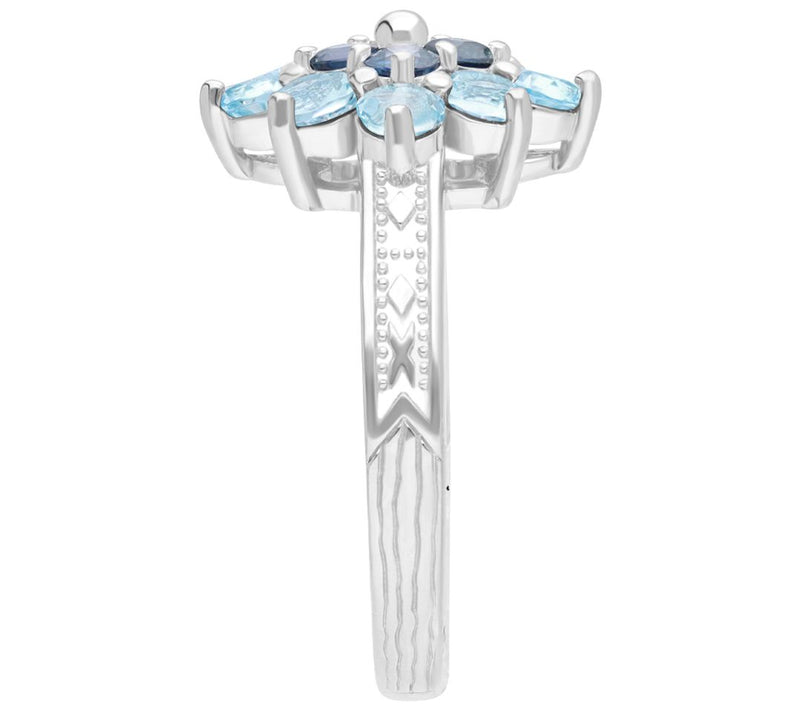 Ariva Sterling Silver Sapphire & Blue Topaz Dahlia Ring — View 2