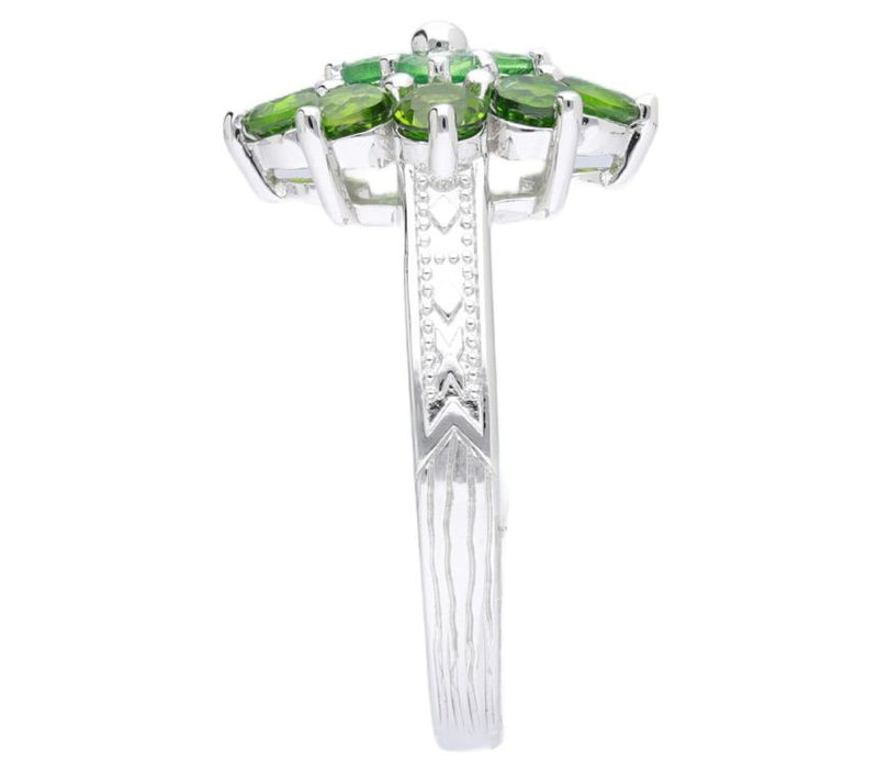 Ariva Sterling Silver Tsavorite & Chrome Diopsi de Dahlia Ring — View 3