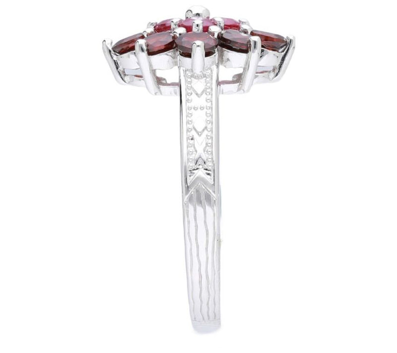 Ariva Sterling Silver Ruby & Garnet Dahlia Ring — View 2
