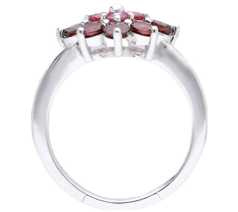 Ariva Sterling Silver Ruby & Garnet Dahlia Ring — View 3